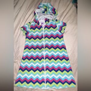 Colorful Chevron Kids Swim Coverup Size 7/8